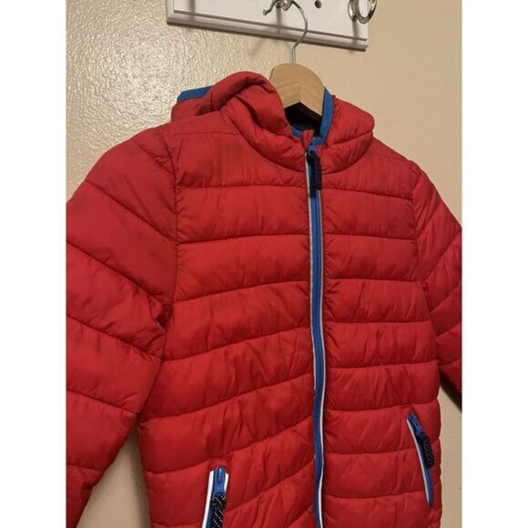Mini Boden Pack Away Jacket Coat Puffer Red Blue Water Resistant Youth Size 5-6 - Picture 4 of 16